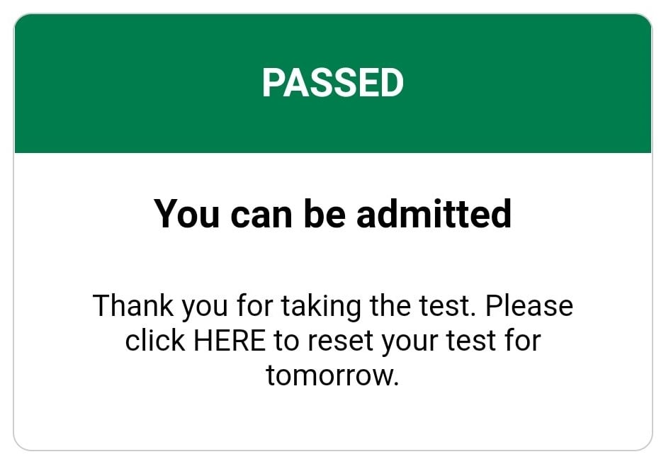 Instant Pass or Fail Result Instant Pass or Fail Result